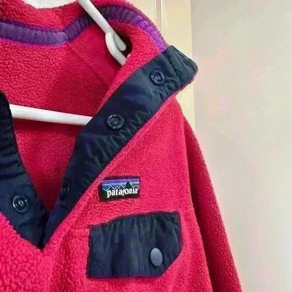 Vintage Patagonia Red Quarter Snap Button Polartec Fleece Pullover Size Small - Picture 6 of 8